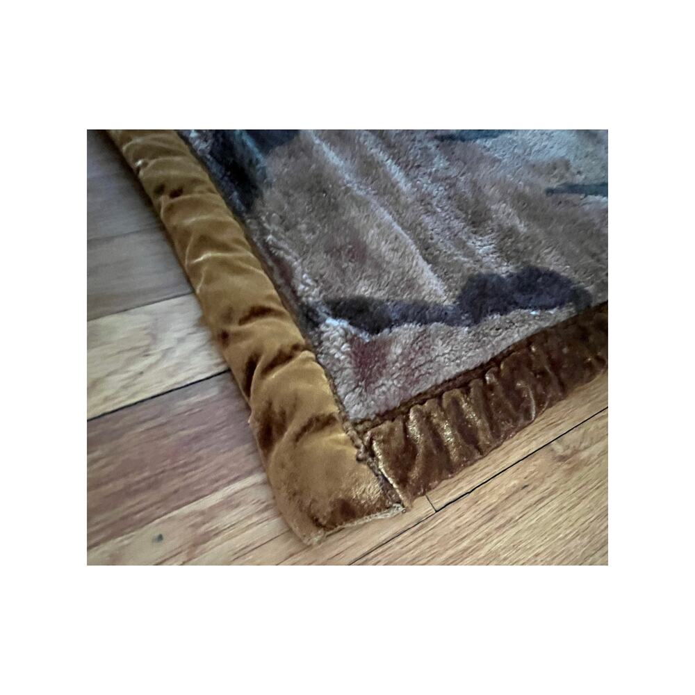 Vintage Queen Tiger Animal Plush Acrylic Korean Mink Reversible Blanket Sz 89x77 - Picture 10 of 16